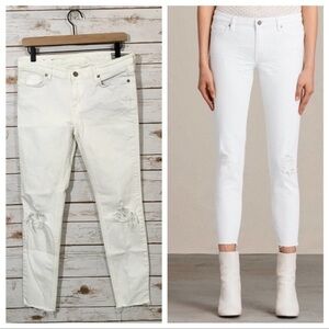 All Saints Mast Ankle Destroy Skinny Jeans - White